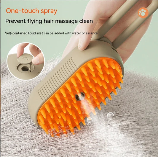 Anti-shedding brush with spray for pets